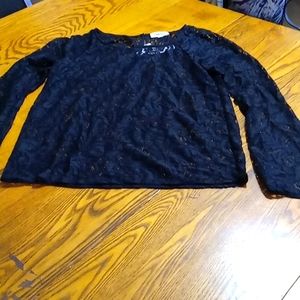 L'AGENCE Womens Shirt XS / T LACE Blouse Extra Small TALL NEW Top Black Casual